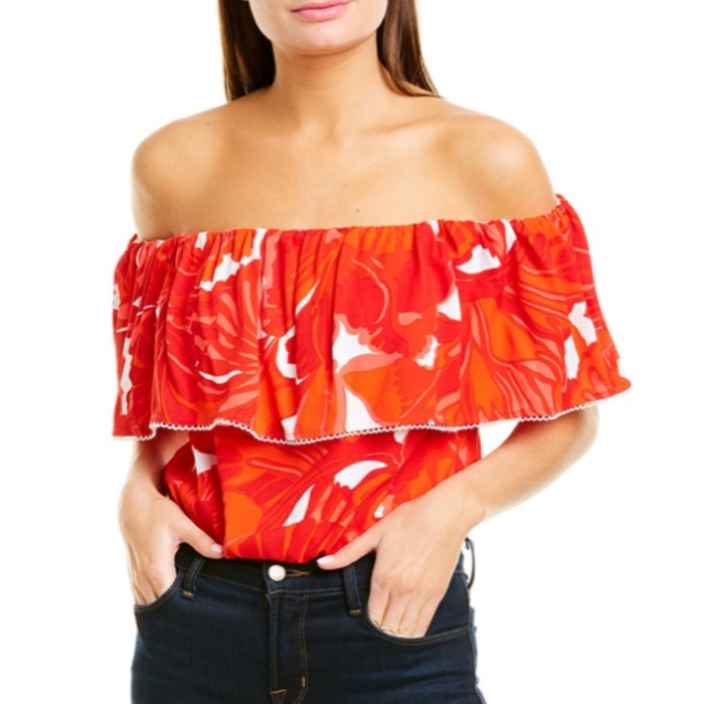 Trina Turk Terrace Silk-Lined Off The Shoulder Top - Picture 3 of 6
